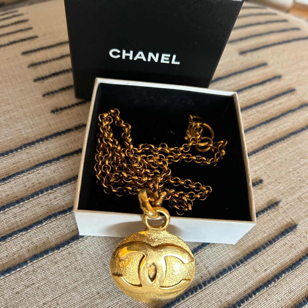 Authentic Chanel Gold CC 24k Plated Pendant Necklace